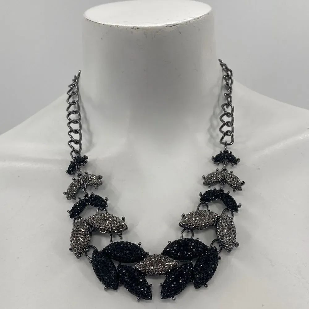3For$15 Mixit Gunmetal & Black Leaf Necklace